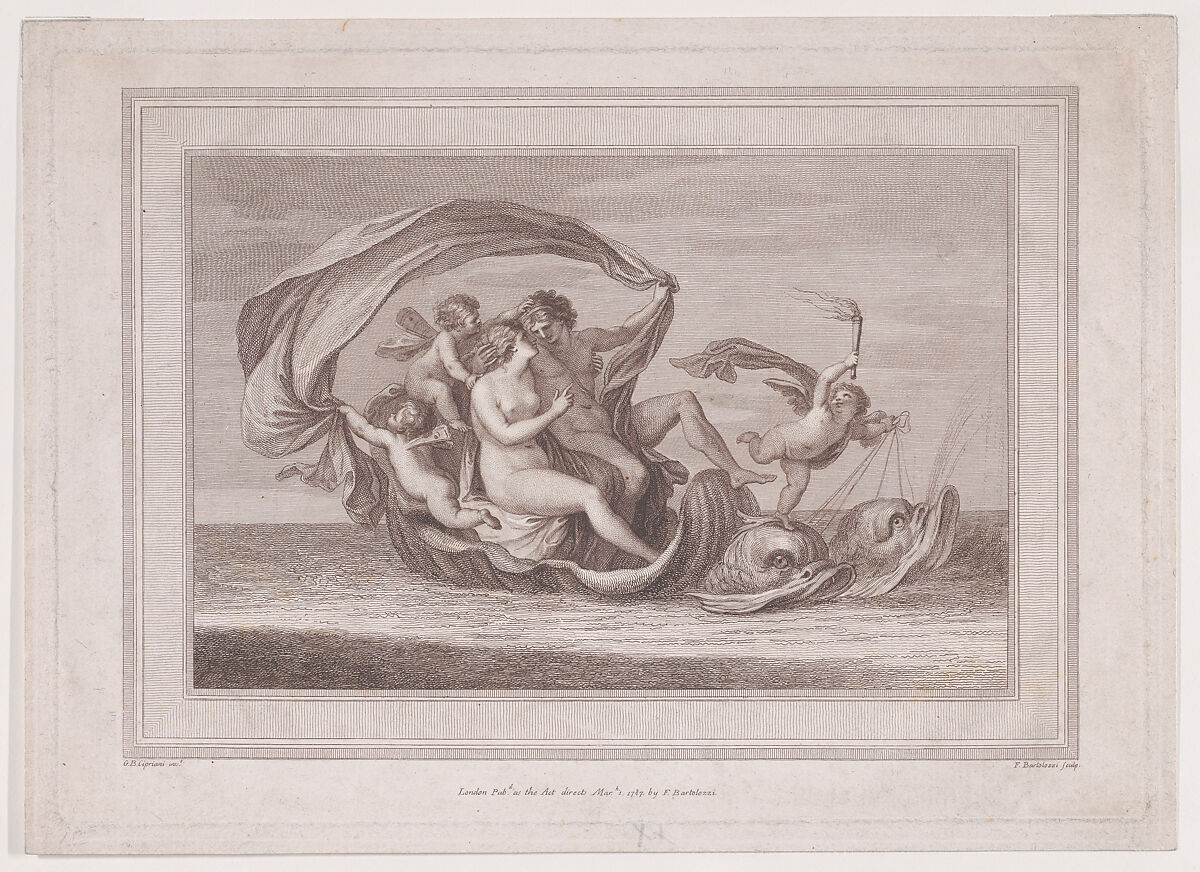 Acis and Galathea, Francesco Bartolozzi (Italian, Florence 1728–1815 Lisbon), Etching and engraving, printed in color; third state of three 