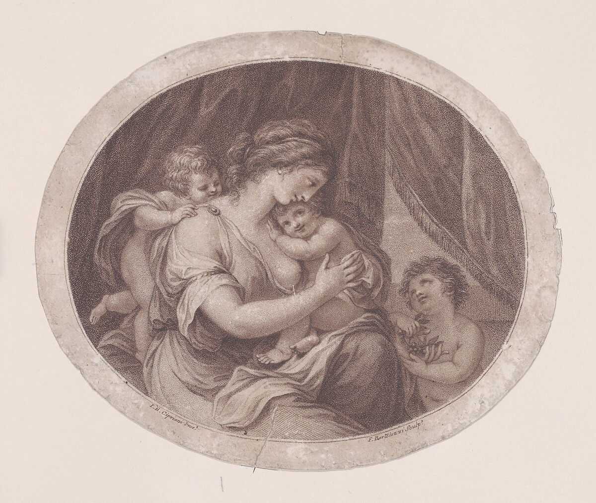 Maternal Love, Francesco Bartolozzi (Italian, Florence 1728–1815 Lisbon), Etching and stipple engraving 