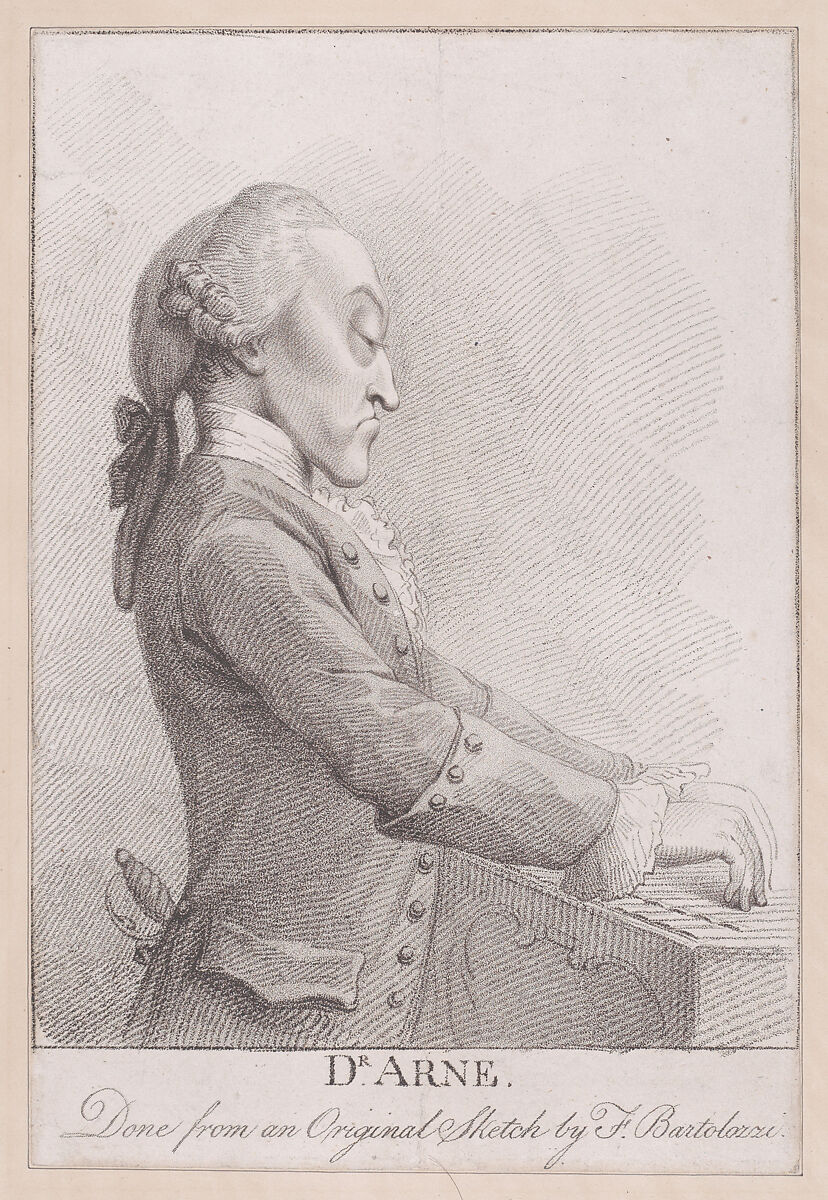 Dr. Arne, Francesco Bartolozzi (Italian, Florence 1728–1815 Lisbon), Crayon-manner etching; before first state of three 