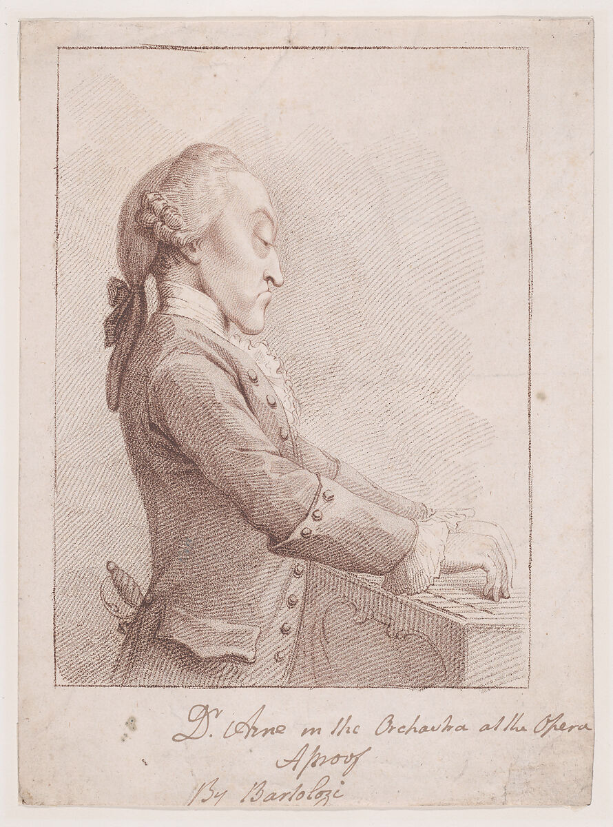 Dr. Arne, Francesco Bartolozzi (Italian, Florence 1728–1815 Lisbon), Crayon-manner etching, printed in brown ink; proof before letters 