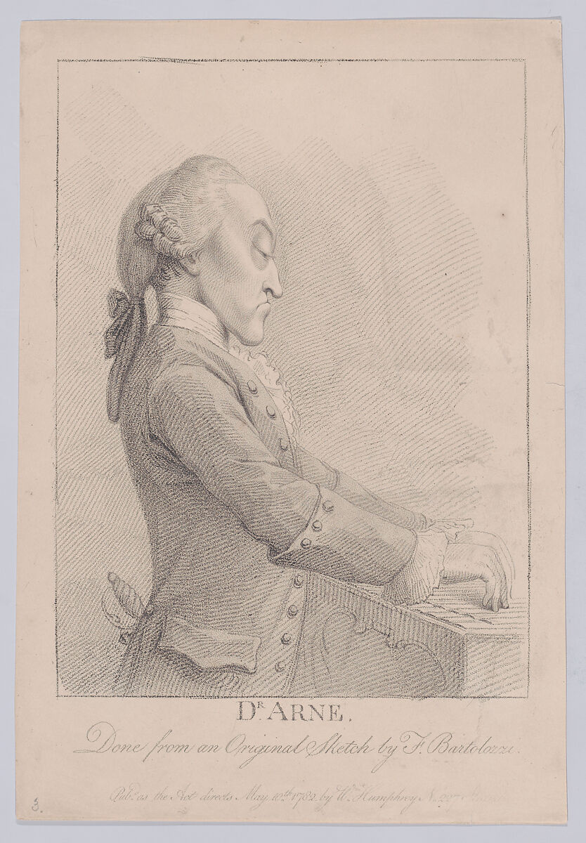 Dr. Arne, Francesco Bartolozzi (Italian, Florence 1728–1815 Lisbon), Etching and crayon manner; third state 
