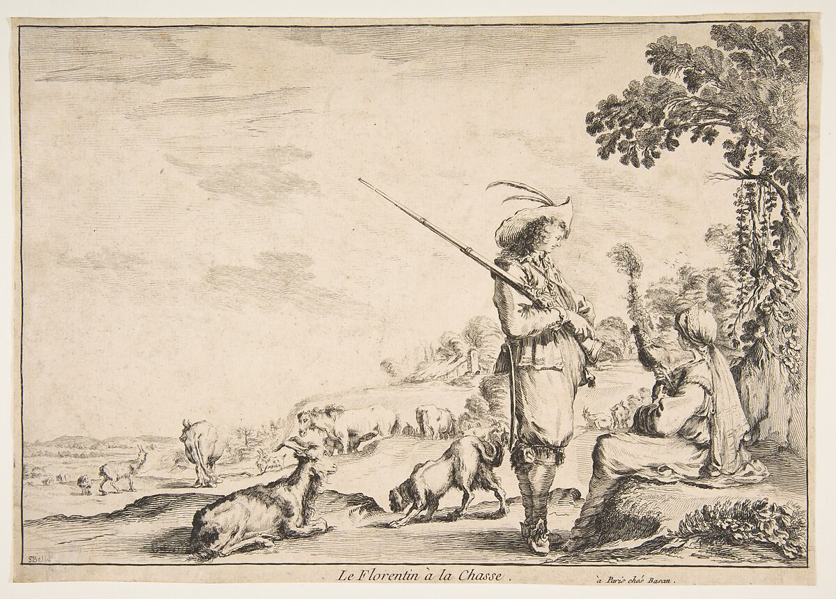Le Florentin à la chasse, Stefano della Bella (Italian, Florence 1610–1664 Florence), Etching; third state of three 