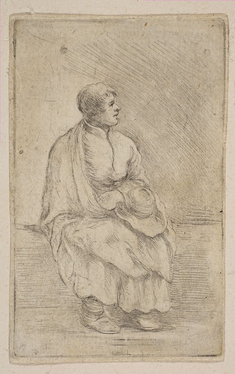Seated Ecclesiastic, Etched by Stefano della Bella (Italian, Florence 1610–1664 Florence), Etching 