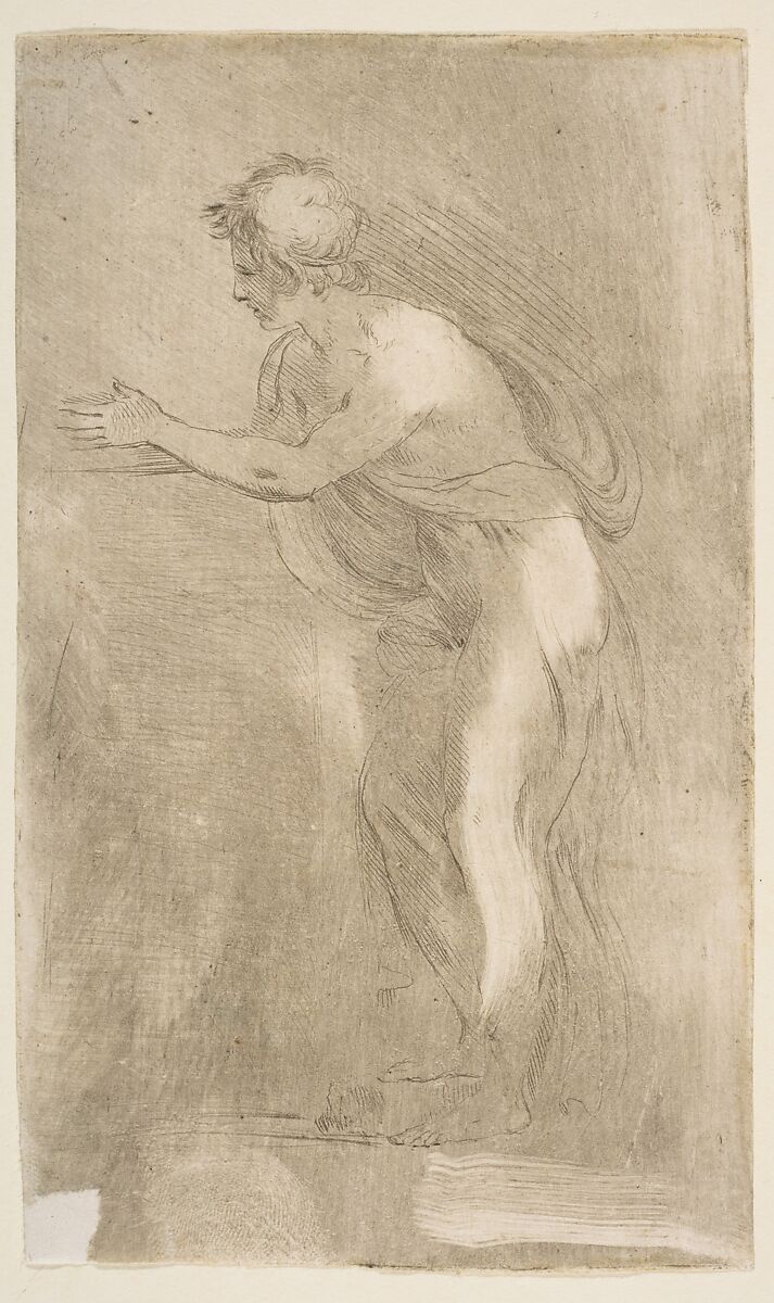 Academy Study of a Young Man, Stefano della Bella (Italian, Florence 1610–1664 Florence), Etching; touched proof 