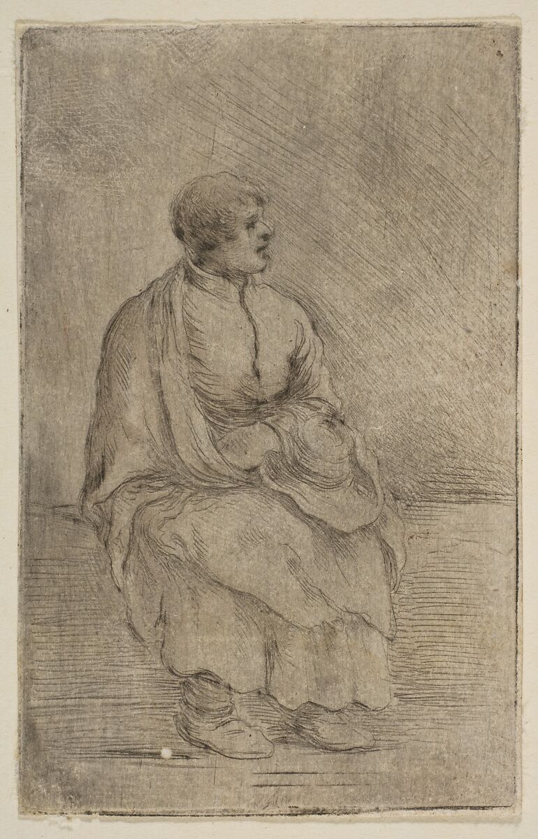 Seated Ecclesiastic, Stefano della Bella (Italian, Florence 1610–1664 Florence), Etching; touched proof 