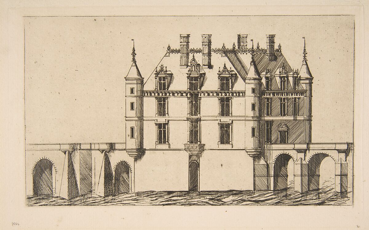 Château de Chenonceau, No 1, after Ducerceau, Charles Meryon (French, 1821–1868), Etching on laid paper; only state 