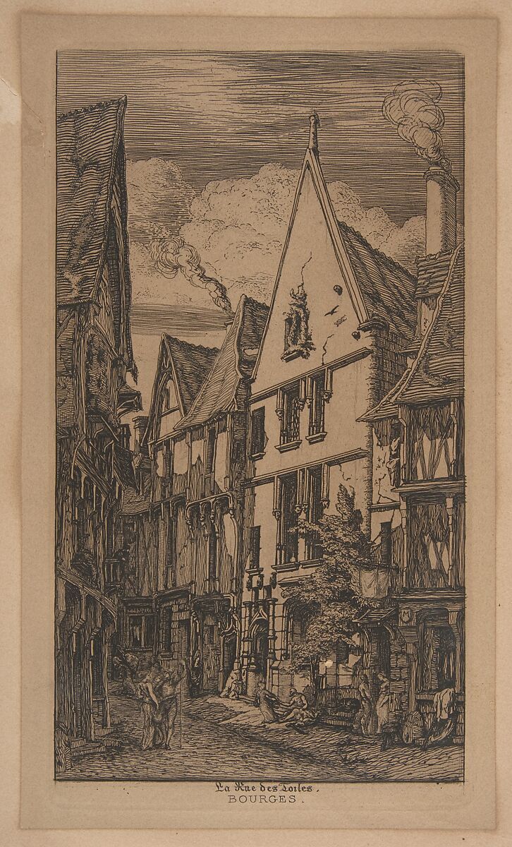 Rue des Toiles, Bourges, Charles Meryon (French, 1821–1868), Etching with drypoint; eighth state of eight 