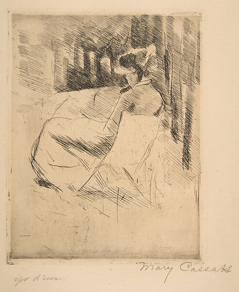 The Folding Chair, Mary Cassatt (American, Pittsburgh, Pennsylvania 1844–1926 Le Mesnil-Théribus, Oise), Etching; only state 