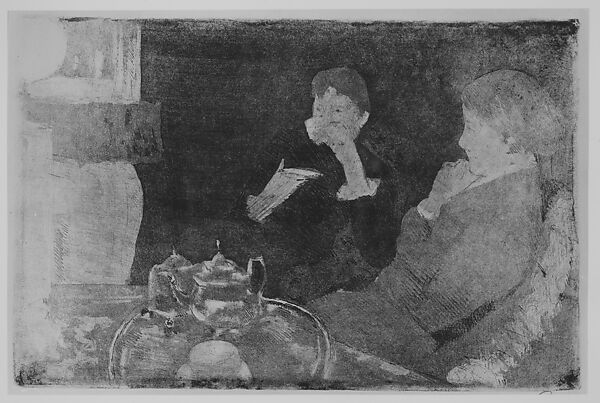 Lydia and Her Mother at Tea, Mary Cassatt (American, Pittsburgh, Pennsylvania 1844–1926 Le Mesnil-Théribus, Oise), Soft-ground etching and aquatint; fifth state of five