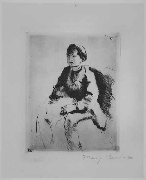 Robert Holding a Cat, Mary Cassatt (American, Pittsburgh, Pennsylvania 1844–1926 Le Mesnil-Théribus, Oise), Drypoint; only state