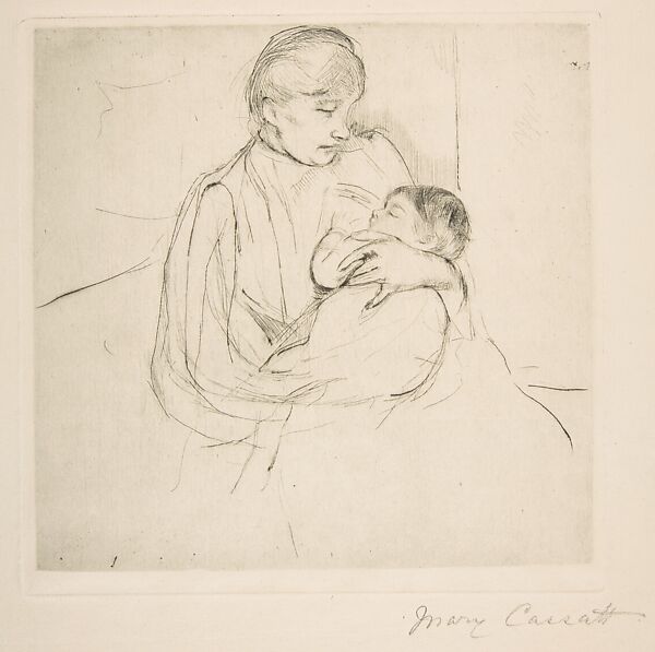 Baby's Lullaby, Mary Cassatt (American, Pittsburgh, Pennsylvania 1844–1926 Le Mesnil-Théribus, Oise), Drypoint; second state of two 