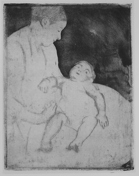 Bill Lying on His Mother's Lap, Mary Cassatt (American, Pittsburgh, Pennsylvania 1844–1926 Le Mesnil-Théribus, Oise), Soft-ground etching and aquatint; fourth state of five