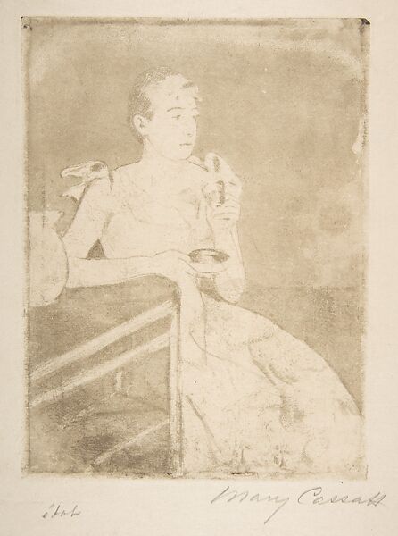 After-dinner Coffee, Mary Cassatt (American, Pittsburgh, Pennsylvania 1844–1926 Le Mesnil-Théribus, Oise), Soft-ground etching; third state of three 