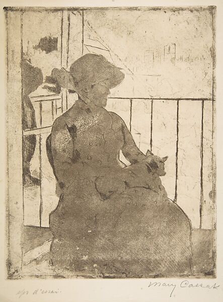 On the Balcony, Mary Cassatt (American, Pittsburgh, Pennsylvania 1844–1926 Le Mesnil-Théribus, Oise), Soft-ground etching; first state of three 