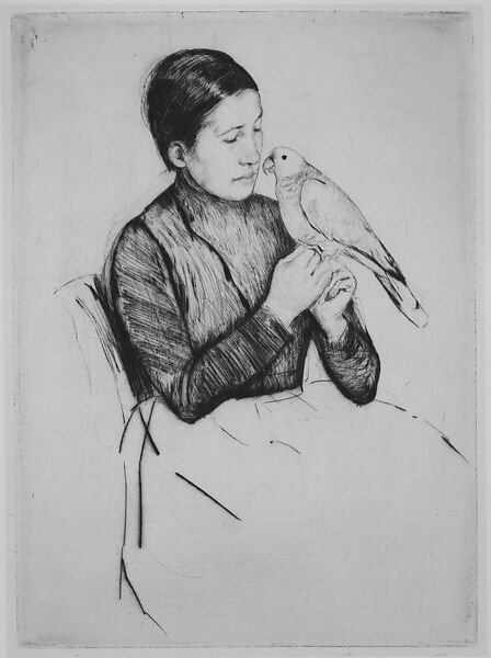 The Parrot, Mary Cassatt (American, Pittsburgh, Pennsylvania 1844–1926 Le Mesnil-Théribus, Oise), Drypoint; fourth state of seven
