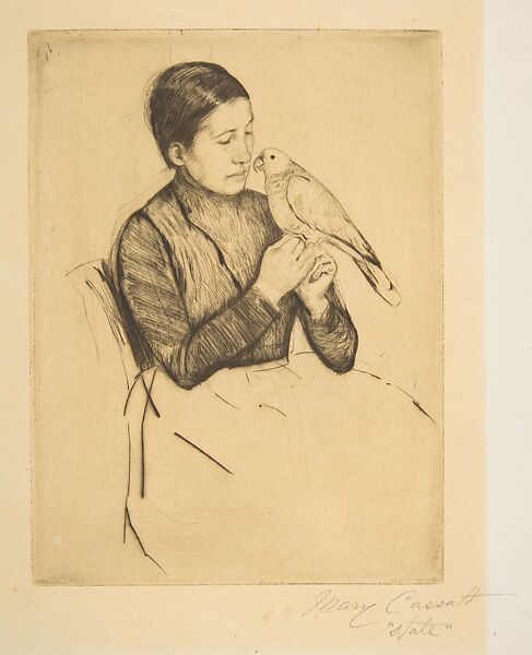 The Parrot, Mary Cassatt (American, Pittsburgh, Pennsylvania 1844–1926 Le Mesnil-Théribus, Oise), Drypoint; fourth state of seven 