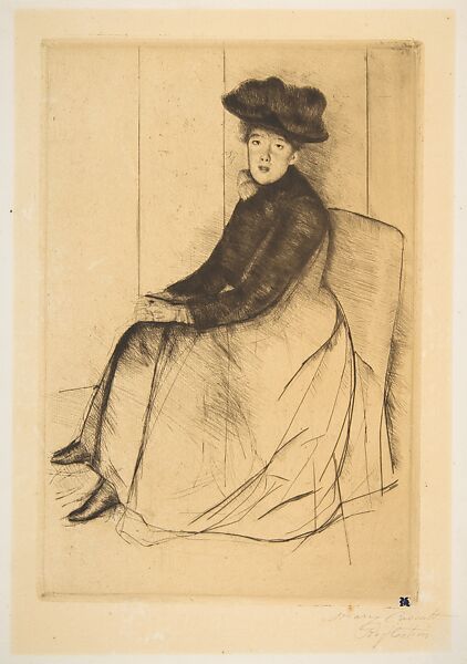 Reflection, Mary Cassatt (American, Pittsburgh, Pennsylvania 1844–1926 Le Mesnil-Théribus, Oise), Drypoint; fourth state of five 