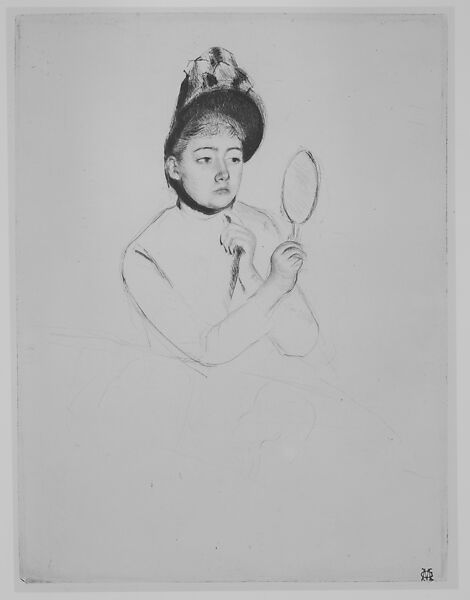 The Bonnet, Mary Cassatt (American, Pittsburgh, Pennsylvania 1844–1926 Le Mesnil-Théribus, Oise), Drypoint; third state of three