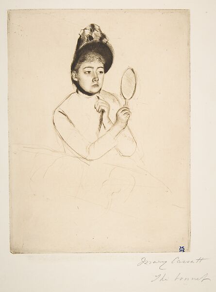 The Bonnet, Mary Cassatt (American, Pittsburgh, Pennsylvania 1844–1926 Le Mesnil-Théribus, Oise), Drypoint; third state of three 