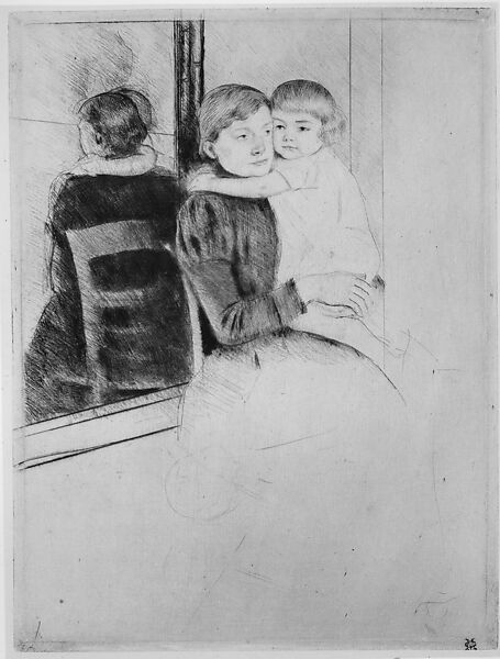 The Mirror, Mary Cassatt (American, Pittsburgh, Pennsylvania 1844–1926 Le Mesnil-Théribus, Oise), Drypoint; sixth state of six