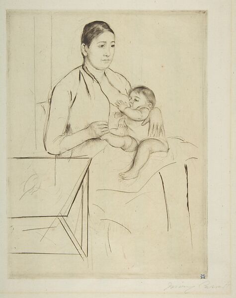 Nursing, Mary Cassatt (American, Pittsburgh, Pennsylvania 1844–1926 Le Mesnil-Théribus, Oise), Drypoint; third state of three 