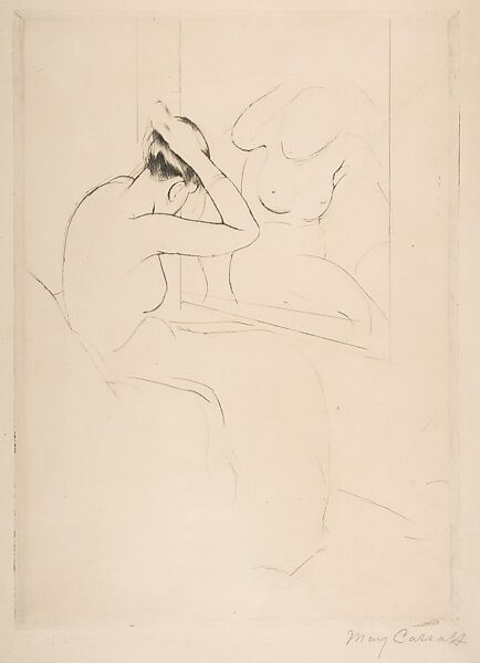The Coiffure, Mary Cassatt (American, Pittsburgh, Pennsylvania 1844–1926 Le Mesnil-Théribus, Oise), Drypoint; first state of five (Mathews & Shapiro) 