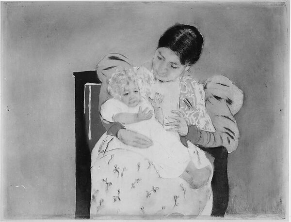 The Barefooted Child, Mary Cassatt (American, Pittsburgh, Pennsylvania 1844–1926 Le Mesnil-Théribus, Oise), Drypoint and aquatint, printed in color from three plates; fifth state of five