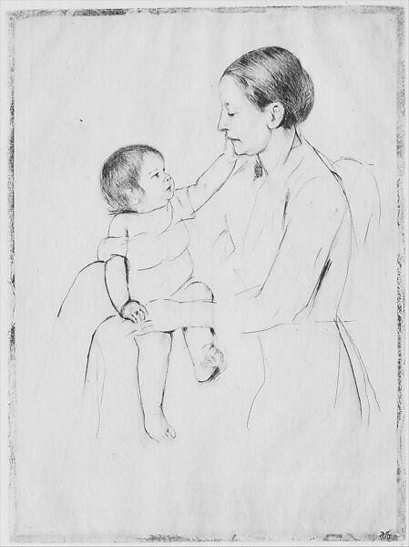 The Caress, Mary Cassatt (American, Pittsburgh, Pennsylvania 1844–1926 Le Mesnil-Théribus, Oise), Drypoint; second state