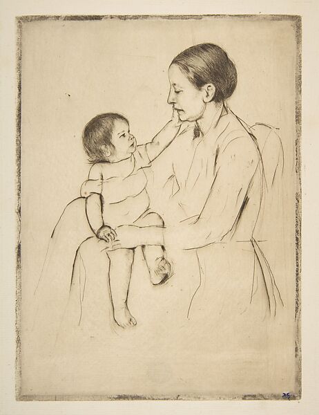 The Caress, Mary Cassatt (American, Pittsburgh, Pennsylvania 1844–1926 Le Mesnil-Théribus, Oise), Drypoint; second state 