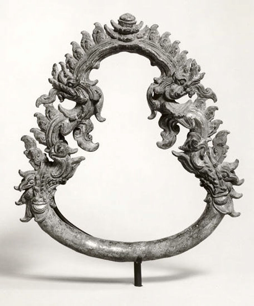 One from a Pair of Palanquin Rings, Bronze with traces of gilding, Cambodia or Thailand 