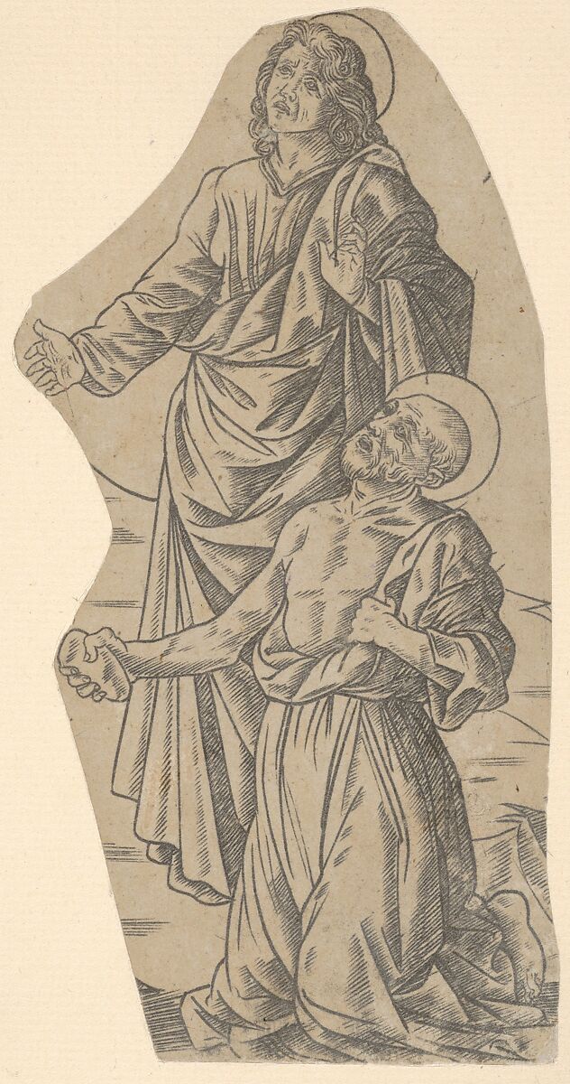 Saint John and Saint Jerome (fragment from a Crucifixion), Francesco Rosselli (Italian, Florence 1448–1508/27 Venice (?)), Engraving 