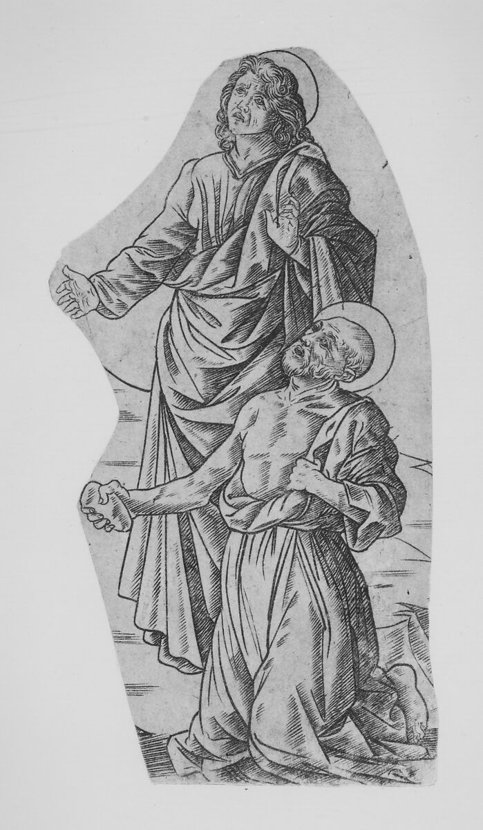 Saint John and Saint Jerome (fragment from a Crucifixion), Francesco Rosselli (Italian, Florence 1448–1508/27 Venice (?)), Engraving