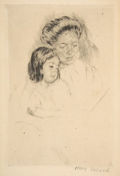 The Picture Book, Mary Cassatt (American, Pittsburgh, Pennsylvania 1844–1926 Le Mesnil-Théribus, Oise), Drypoint; second state of two, restrike 