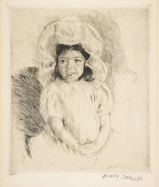 Margot Wearing a Bonnet (No. 2), Mary Cassatt (American, Pittsburgh, Pennsylvania 1844–1926 Le Mesnil-Théribus, Oise), Drypoint; second state of two, restrike 