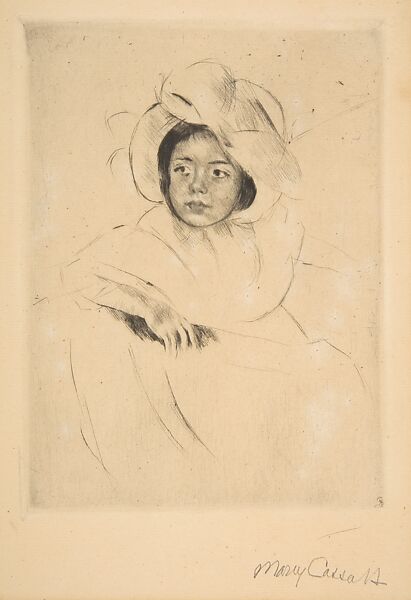 Margot Wearing a Bonnet (No. 4), Mary Cassatt (American, Pittsburgh, Pennsylvania 1844–1926 Le Mesnil-Théribus, Oise), Drypoint; restrike 