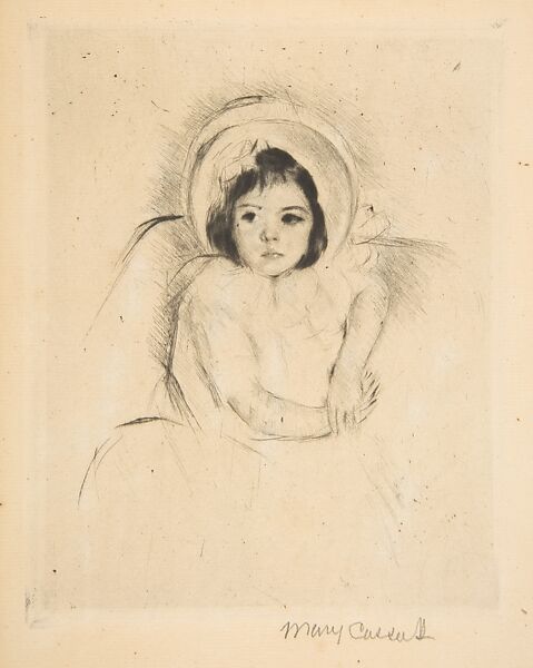 Margot Wearing a Bonnet (No. 5), Mary Cassatt (American, Pittsburgh, Pennsylvania 1844–1926 Le Mesnil-Théribus, Oise), Drypoint; restrike 
