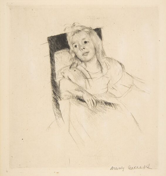 Simone Resting Her Head on the Back of a Chair, Mary Cassatt (American, Pittsburgh, Pennsylvania 1844–1926 Le Mesnil-Théribus, Oise), Drypoint; second state of two, restrike 