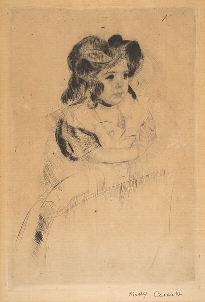 Margot Resting Arms on Back of Armchair, Mary Cassatt (American, Pittsburgh, Pennsylvania 1844–1926 Le Mesnil-Théribus, Oise), Drypoint; second state of two, restrike 