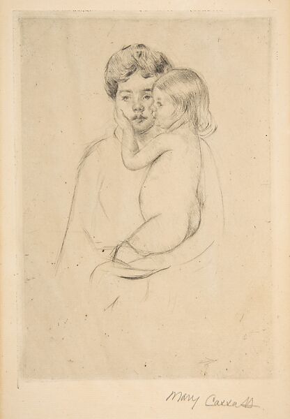 Antoinette's Caress (No. 1), Mary Cassatt (American, Pittsburgh, Pennsylvania 1844–1926 Le Mesnil-Théribus, Oise), Drypoint; restrike 