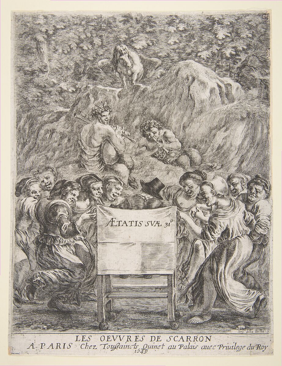 Frontispiece for Les Oeuvres de Scarron, Stefano della Bella  Italian, Etching, state iii