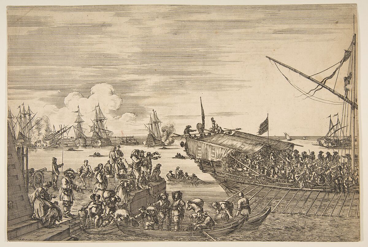 Departure of a galley at the Port of Livorno, from from 'Views of the port of Livorno' (Vues du port de Livourne), Stefano della Bella (Italian, Florence 1610–1664 Florence), Etching; second state of two 