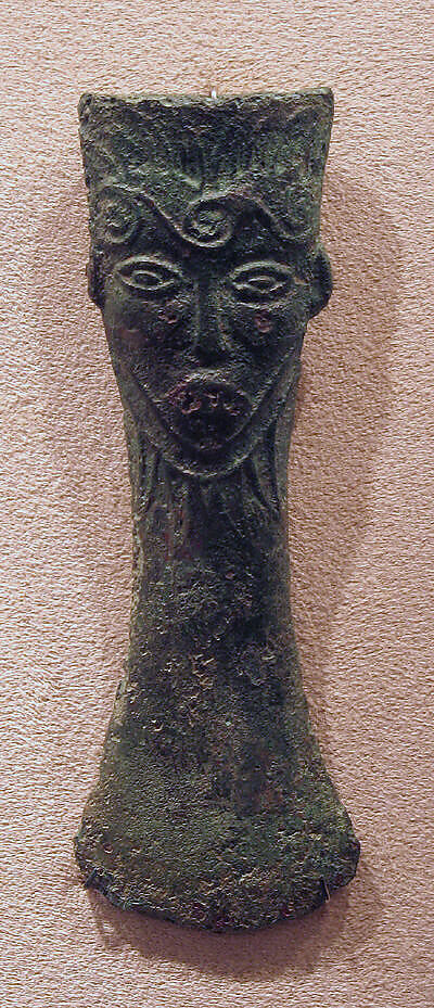 Ax Head with Bearded Face, Bronze, Indonesia 