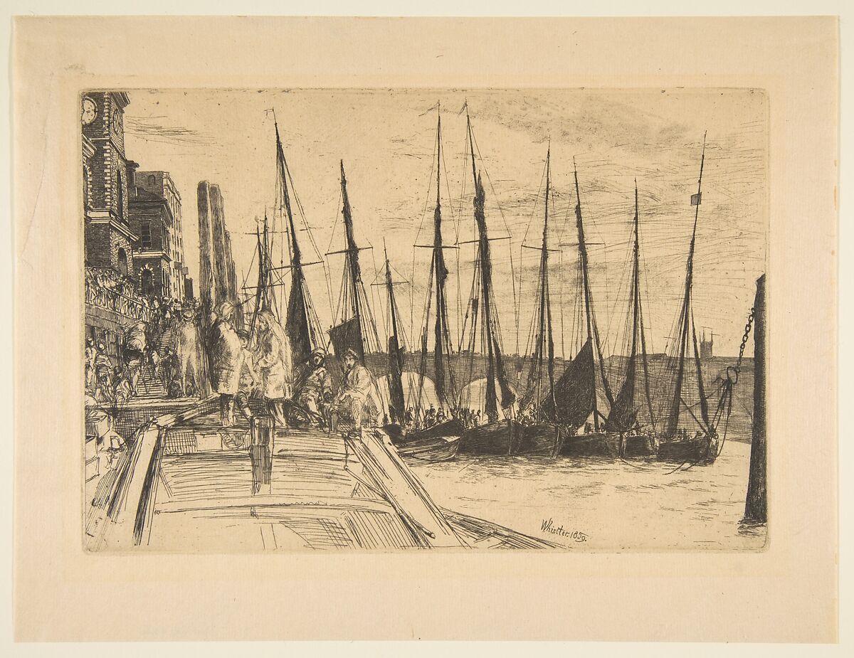 Billingsgate, James McNeill Whistler (American, Lowell, Massachusetts 1834–1903 London), Etching and drypoint; nineth state of nine (Glasgow) ; black ink on medium weight buff laid paper