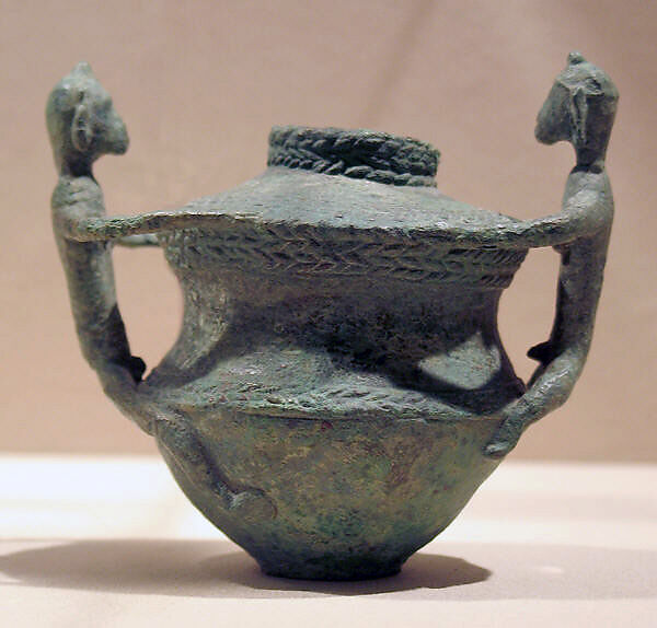 Lime Container with Figural Handles, Bronze, Indonesia (Java) 