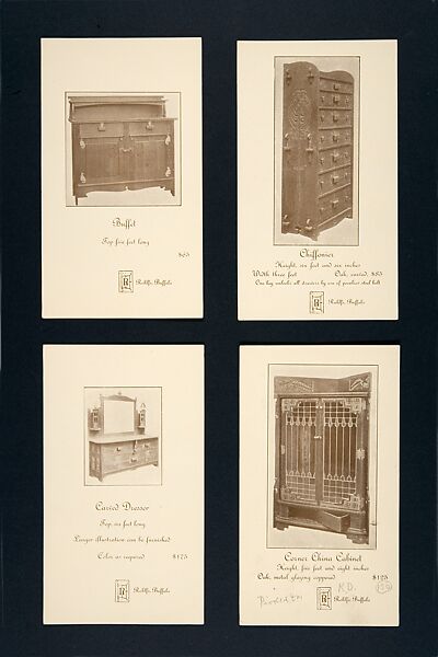 Advertising Card for a Chiffonier, Issued by Charles Rohlfs (American, Brooklyn, New York 1853–1936 Buffalo, New York), Half-tone commercial process, printed in brown ink on glossy wove paper 