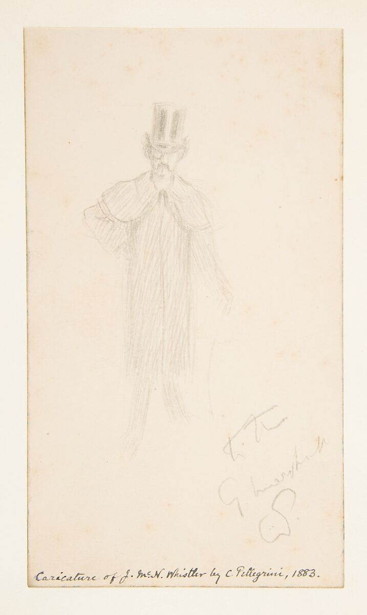 Caricature of James McNeil Whistler, Carlo Pellegrini (Italian, Capua 1839–1889 London), Graphite 
