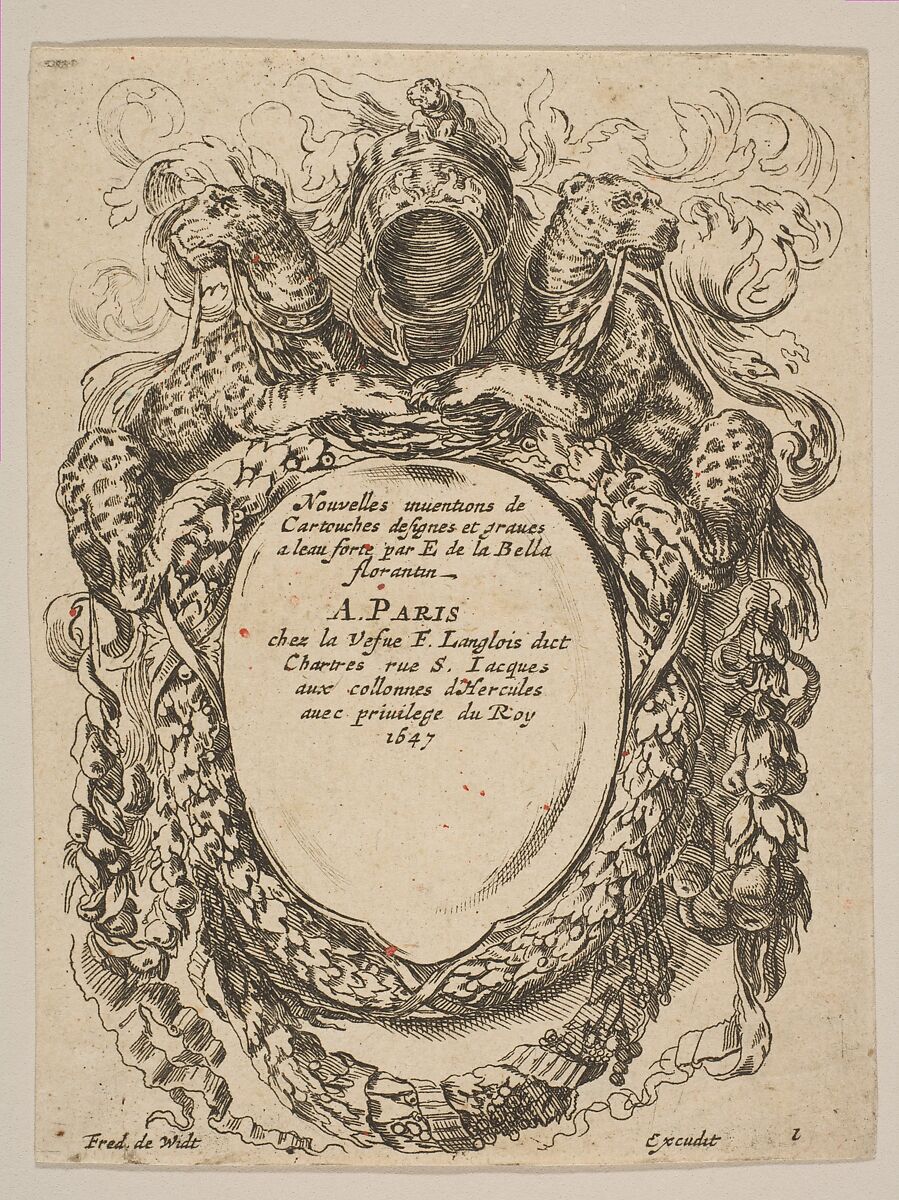 Cartouche with Title: Nouvelles inventions de Cartouches, Anonymous, 17th century, Etching; copy 