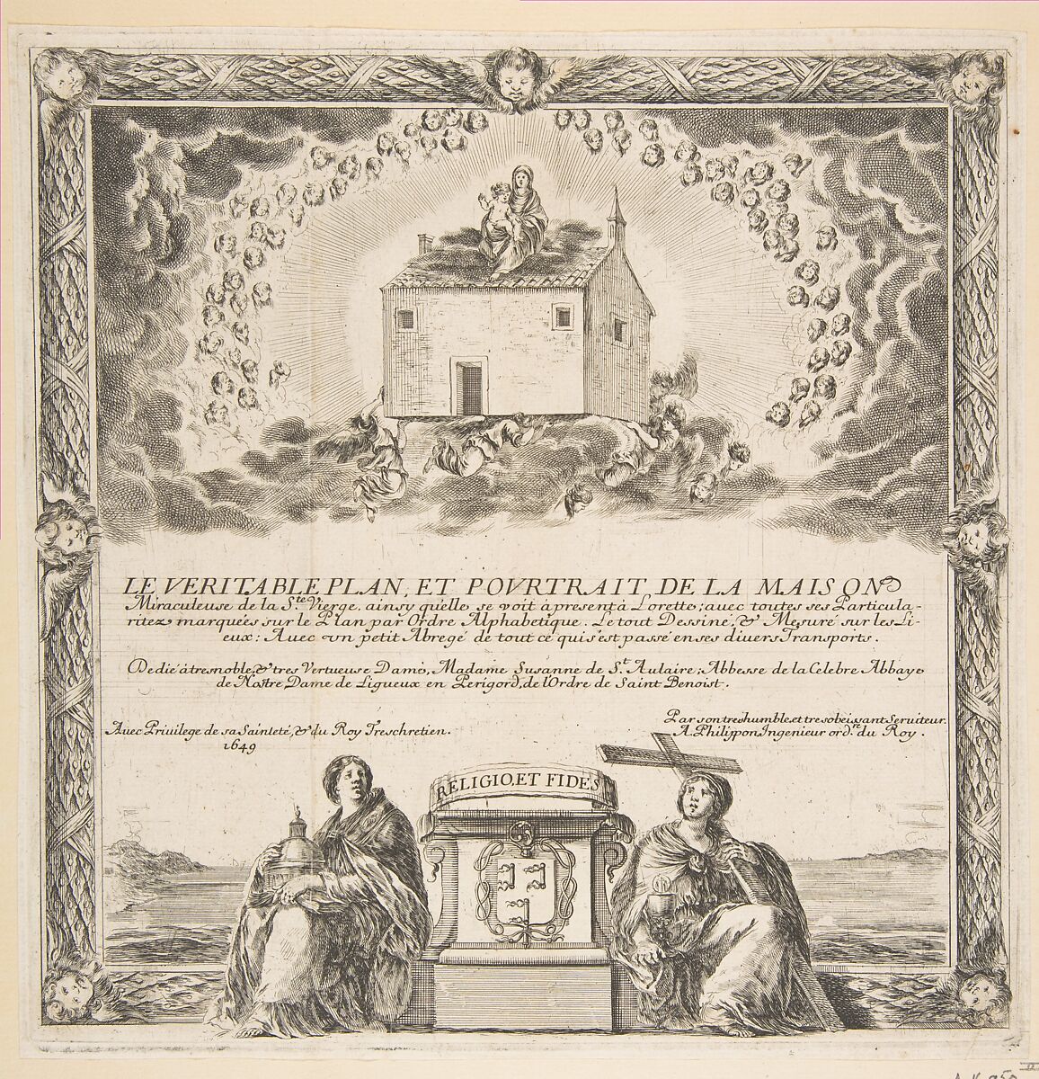 Frontispiece for Le Véritable Plan et Pourtrait de la Maison de la Ste. Vierge, Stefano della Bella (Italian, Florence 1610–1664 Florence), Etching; second state 