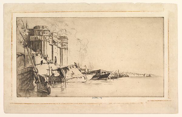 Boats and Palace, Ernest S. Lumsden (British, London 1883–1948 Edinburgh), Etching; fifth state 