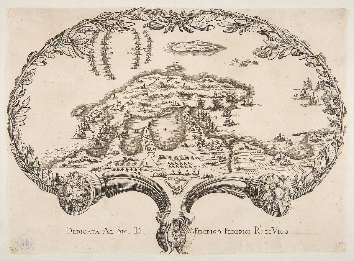 Topographic Plan (Porto Ercole?) in the Shape of a Fan, Anonymous, 17th century, Etching and engraving 